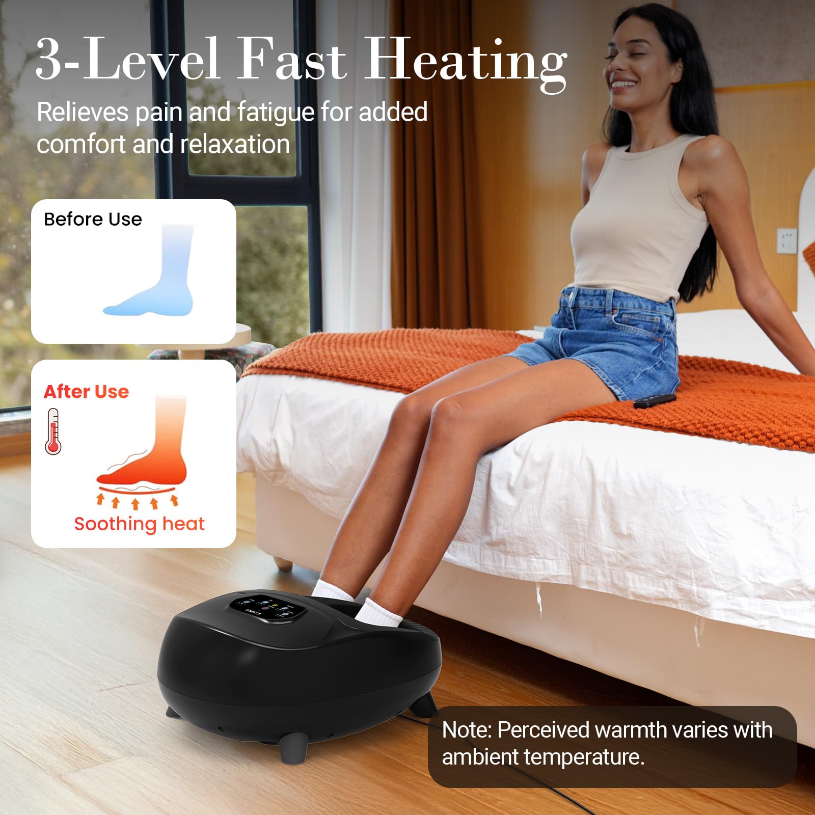 CuPiLo Masajeador de pies para fascitis plantar, masajeador Shiatsu de pies completo mejorado elegible para FSA HSA, configuraciones de varios niveles con control remoto, masajeador de pies para neu