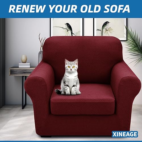 Vista 243 de XINEAGE Funda reclinable de 4 piezas de jacquard elástica con bolsillo, protector de silla reclinable lavable para niños, mascotas, perros y gatos