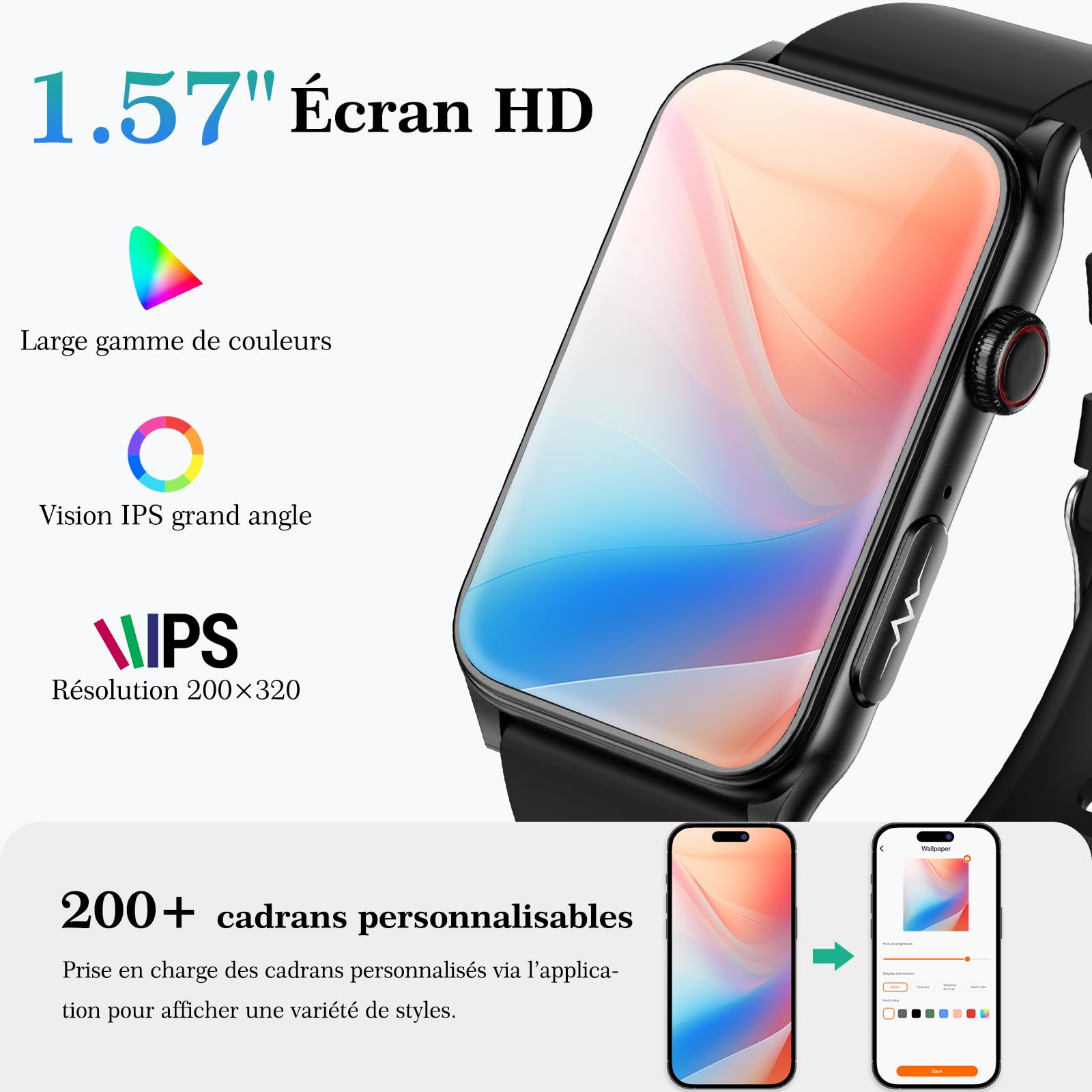 Marsyu Montre Connectée Homme Femme avec ECG/HRV/IMC, Tension Artérielle