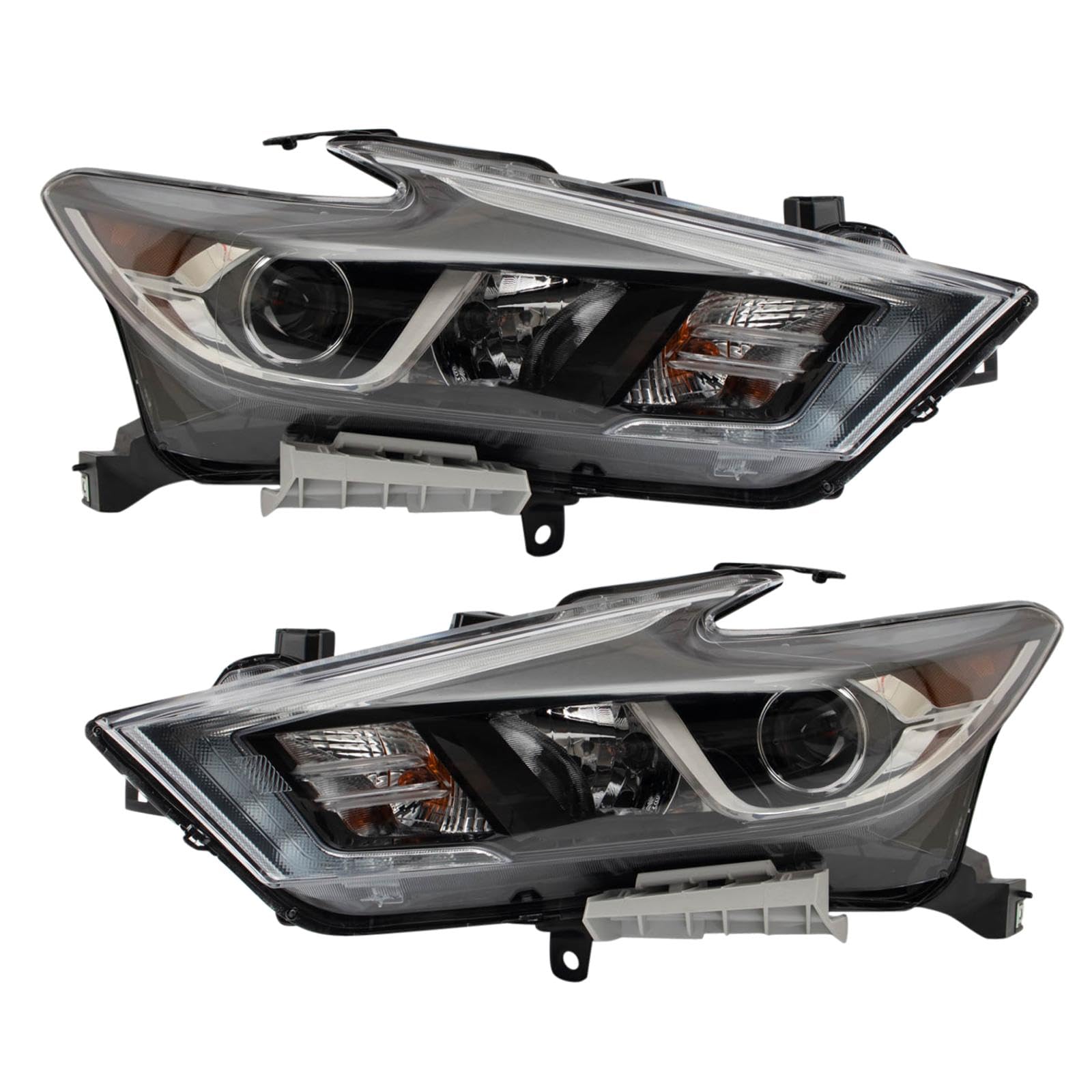 TRQ Driver &amp; Passenger Side Headlight Assembly Set Headlights Driver &amp; Passenger Side Compatible with 2016-2018 Nissan Maxima NI2502235 NI2503235