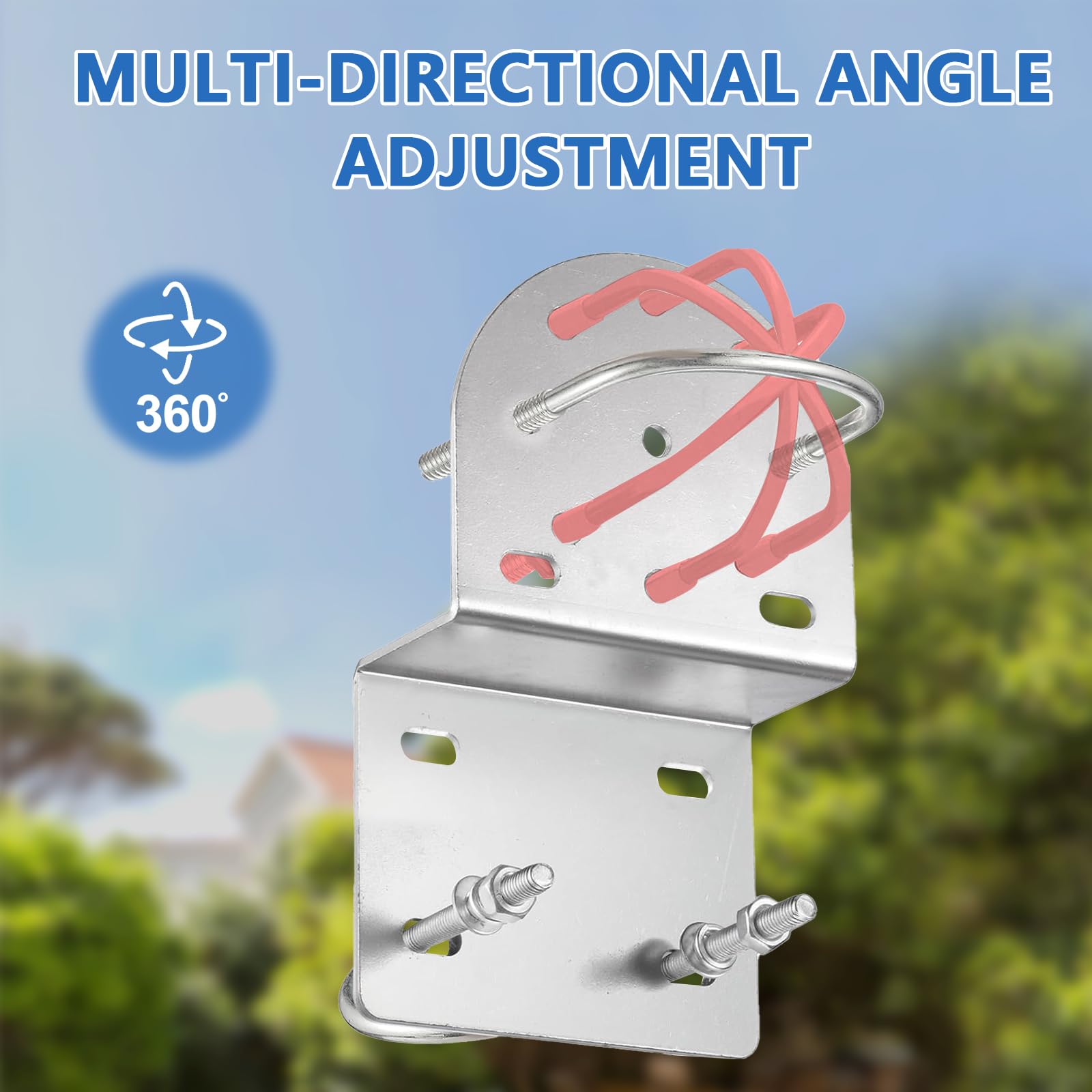2 pezzi Supporto per pali per antenne con doppio bullone a U Morsetto per pali per antenne in Dacromet rivestito in ferro Supporto a ganascia a V per radio, parasole con diametro di 25-50 mm
