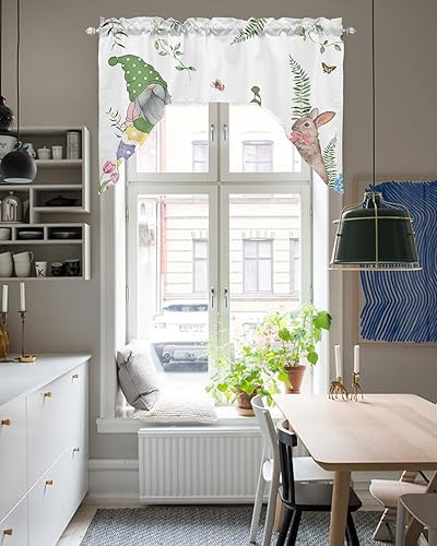 Miniatura 5 de Jolunifun Cortinas de cocina con cenefa de Pascua, cenefa con bolsillo para barra, paneles de cortina para dormitorio, sala de estar, baño,