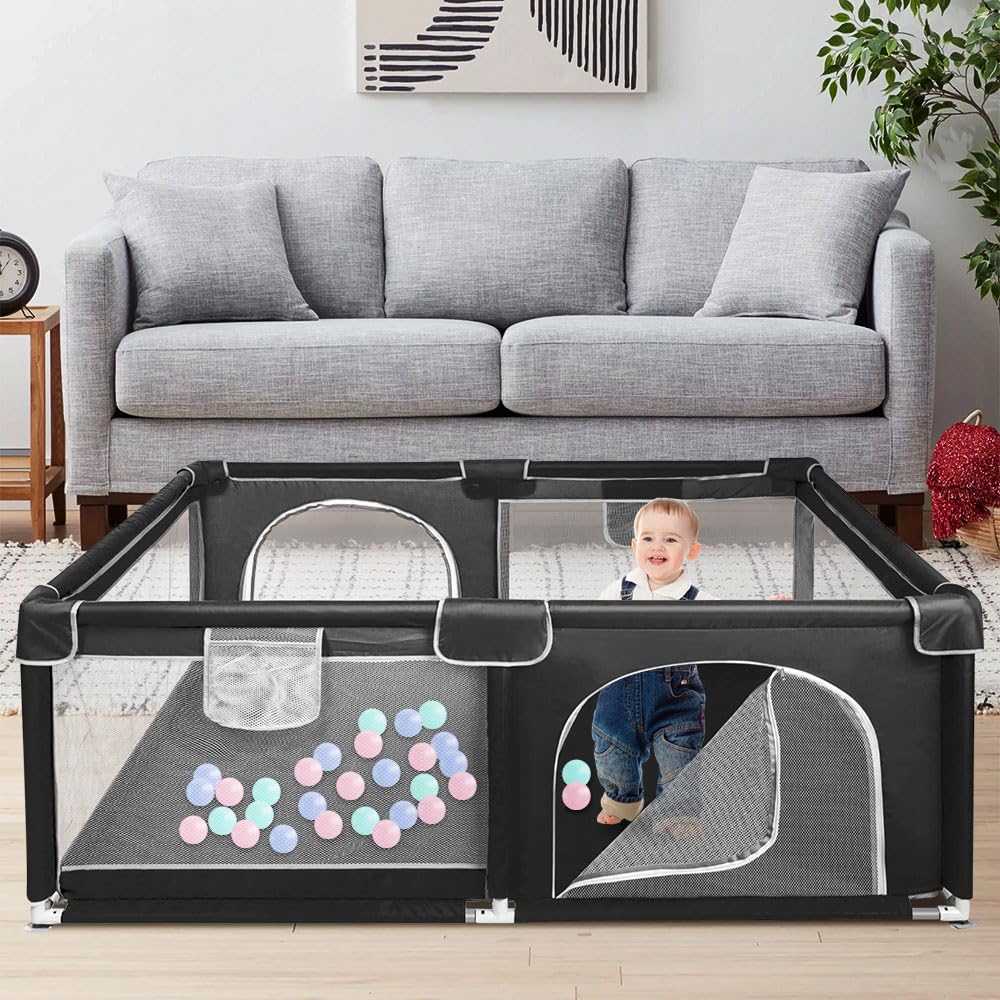 Box modulare 120 cm x 160 cm x 66 cm, pieghevole, tessuto Oxford con custodia, sicuro e comodo, attività genitore-figlio (grigio scuro)