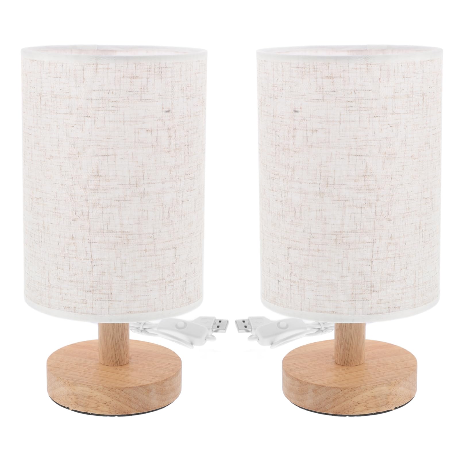2 Piezas Lámpara De Escritorio De Troncos Lámpara De Mesa De Noche - Lampara Blanca Lámparas Decoración Pequeñas Lámparas Para Mesita De Noche Lampara Retro Dormitorio Beige Madera