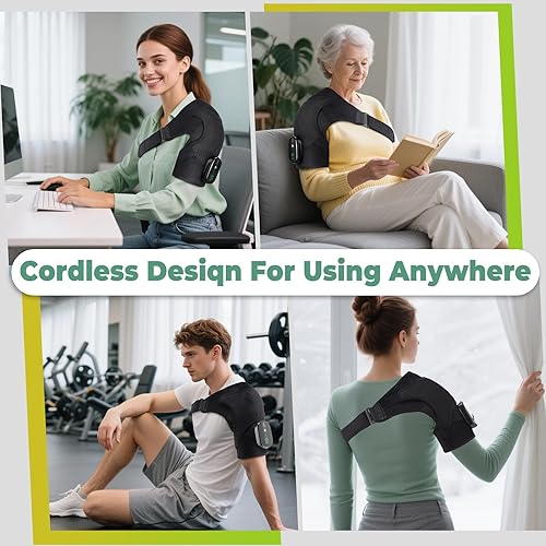 Miniatura 6 de Almohadilla térmica de hombro inalámbrica, almohadilla térmica para hombros con masaje, soporte térmico izquierdo y derecho, regalo de cumpleaños