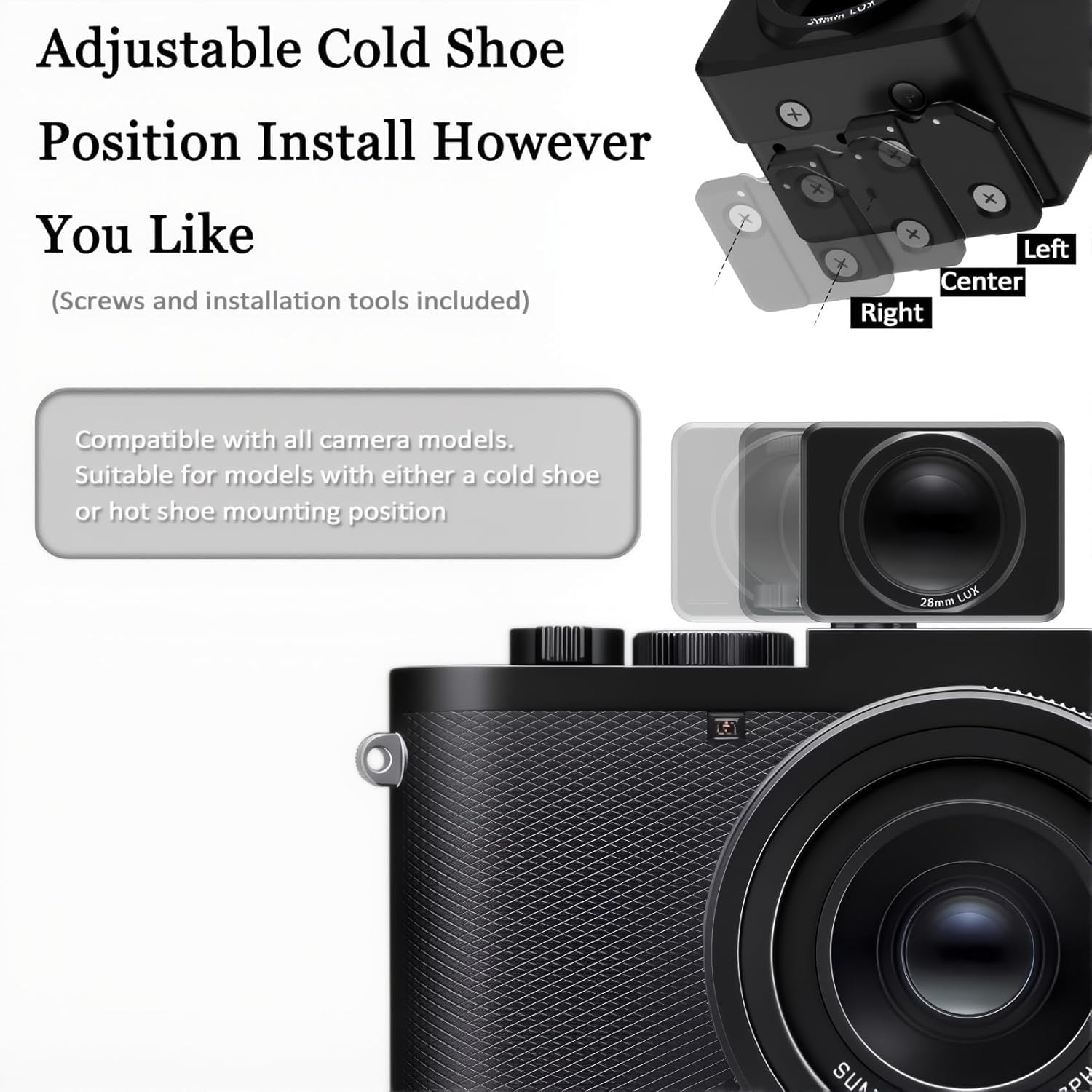 Visor óptico De Nivel De Cintura De 28 Mm, Visor De Cámara Externa con Líneas De Marco De 35/50mm O Líneas De Marco De 40mm, Montura De Zapata Ajustable, Encuadre Black 40mm Frame