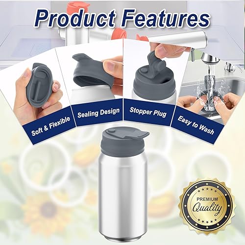 Miniatura 3 de Cosmos 2 tapas de silicona para latas de refrescos, protector reutilizable antiderrames para latas de refrescos, cerveza, jugo, se adapta a latas