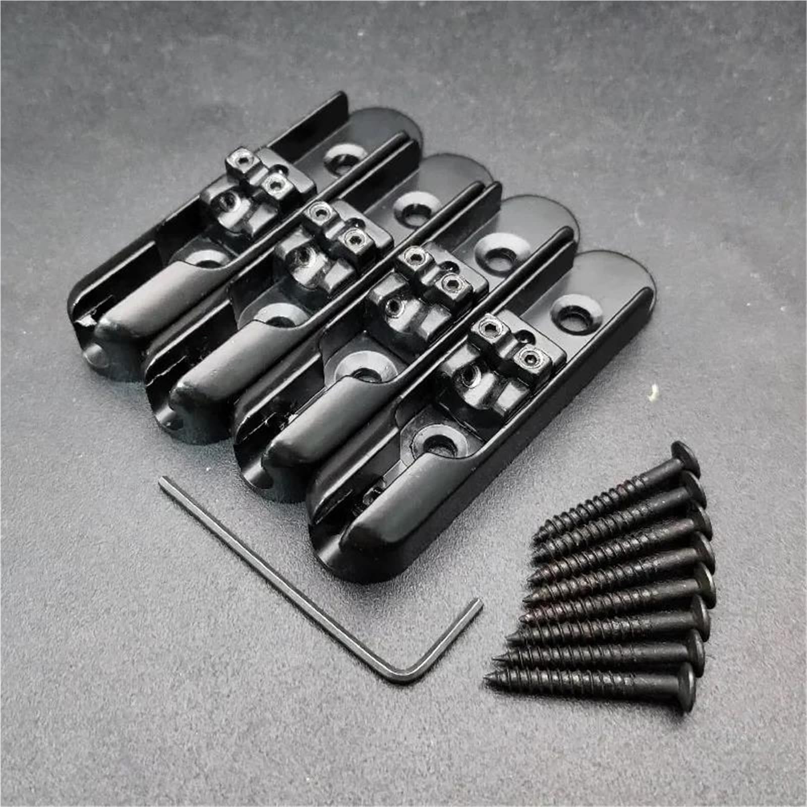 Zestaw 5 niezależnych mostków siodełkowych do gitary basowej czterostrunowej akcesoria w kolorze czarnym chromowanym Mostek Gitary Profesjonalnej(Black 5pcs)
