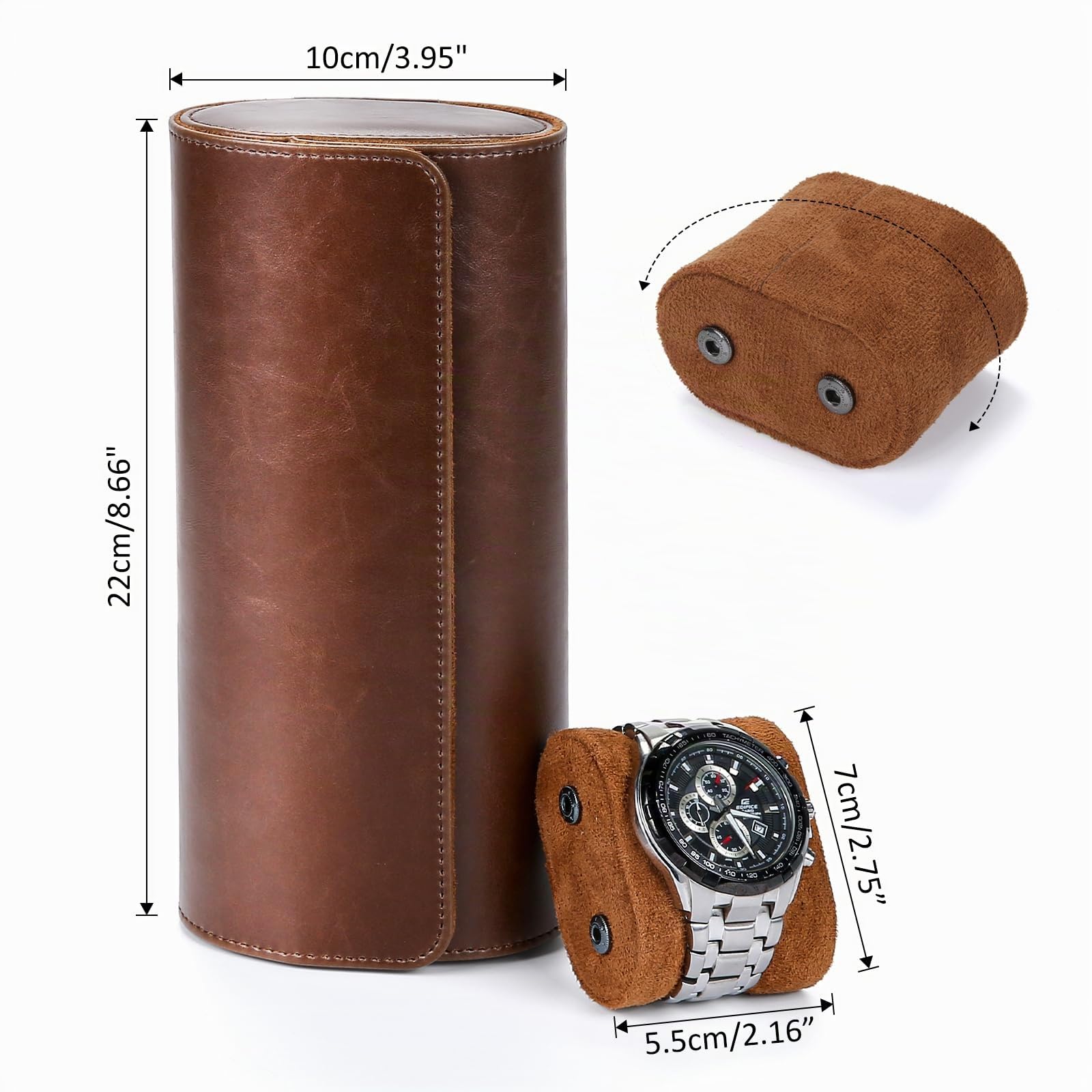BAIGIO Caja de Relojes para Viajes y Joyero de Reloj Estuche para Relojes Regalos Organizador de Relojes Conveniente Imprescindible, Marrón