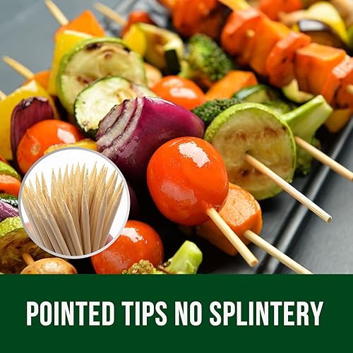 Miniatura 3 de Garsum Brochetas de bambú natural para barbacoa, pinchos de madera de 10 pulgadas para frutas surtidas, kebabs, parrilla, recursos naturales