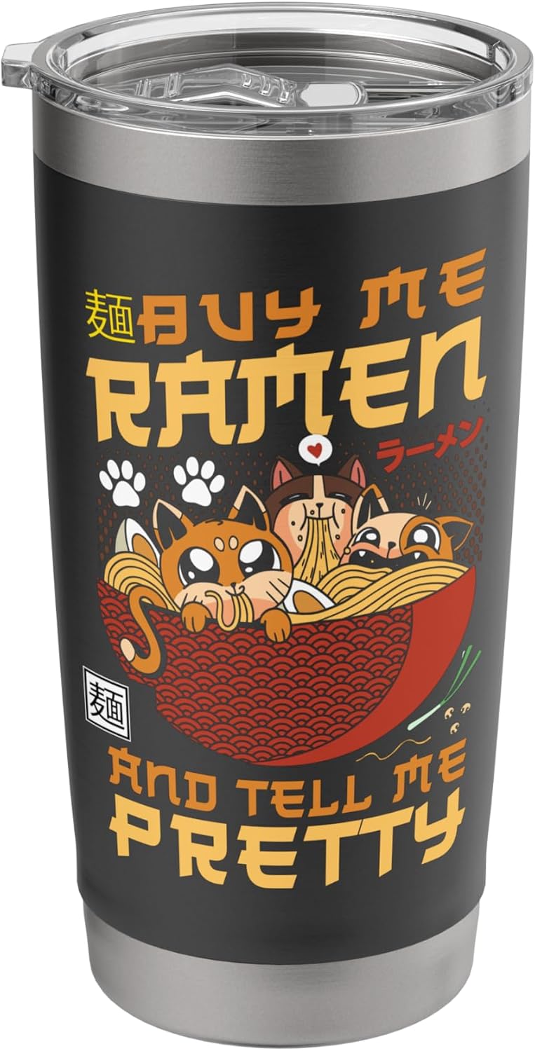Ramen Noodle Bowl Love Japanese Kawaii Cat Buy Me Ramen And Stainless Steel Insulated Tumbler