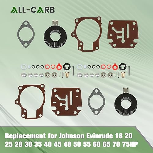 Miniatura 4 de ALL-CARB 2 kits de reparación de carburador y reemplazo de flotador para Johnson Evinrude 50 55 60hp