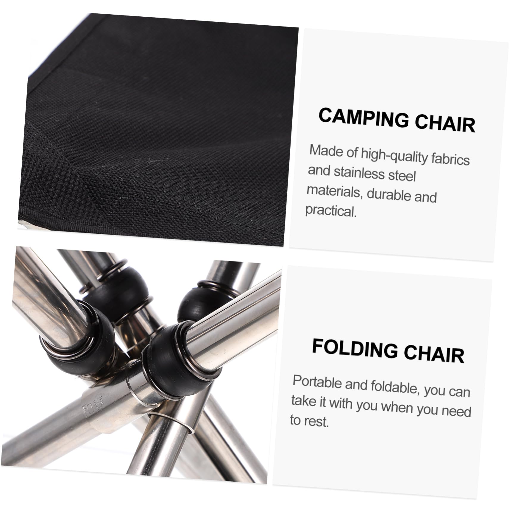 Sgabello Pieghevole Telescopico da Campeggio in Acciaio Inossidabile Nero | Portatile e Pratico, per Campeggio e Picnic, Struttura Compatta, Stile Essenziale, Uso All'aperto