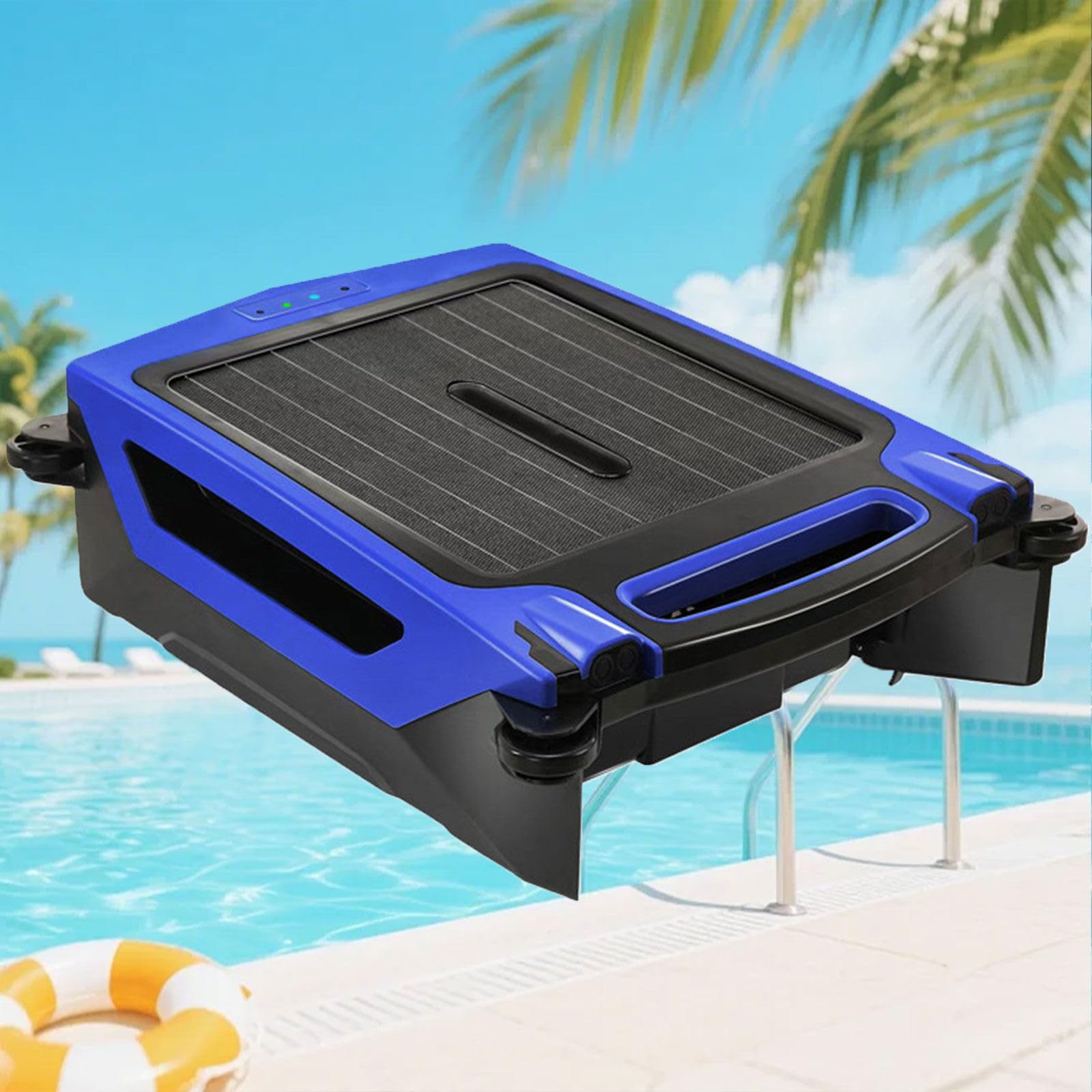 GLWABOMARS Solar Powered Robotic Pool Surfaces Skimmer, Smart AI Navigation, 35 Hour Runtime, APP & Remote Control for Inground and Above Ground Swimming Pools