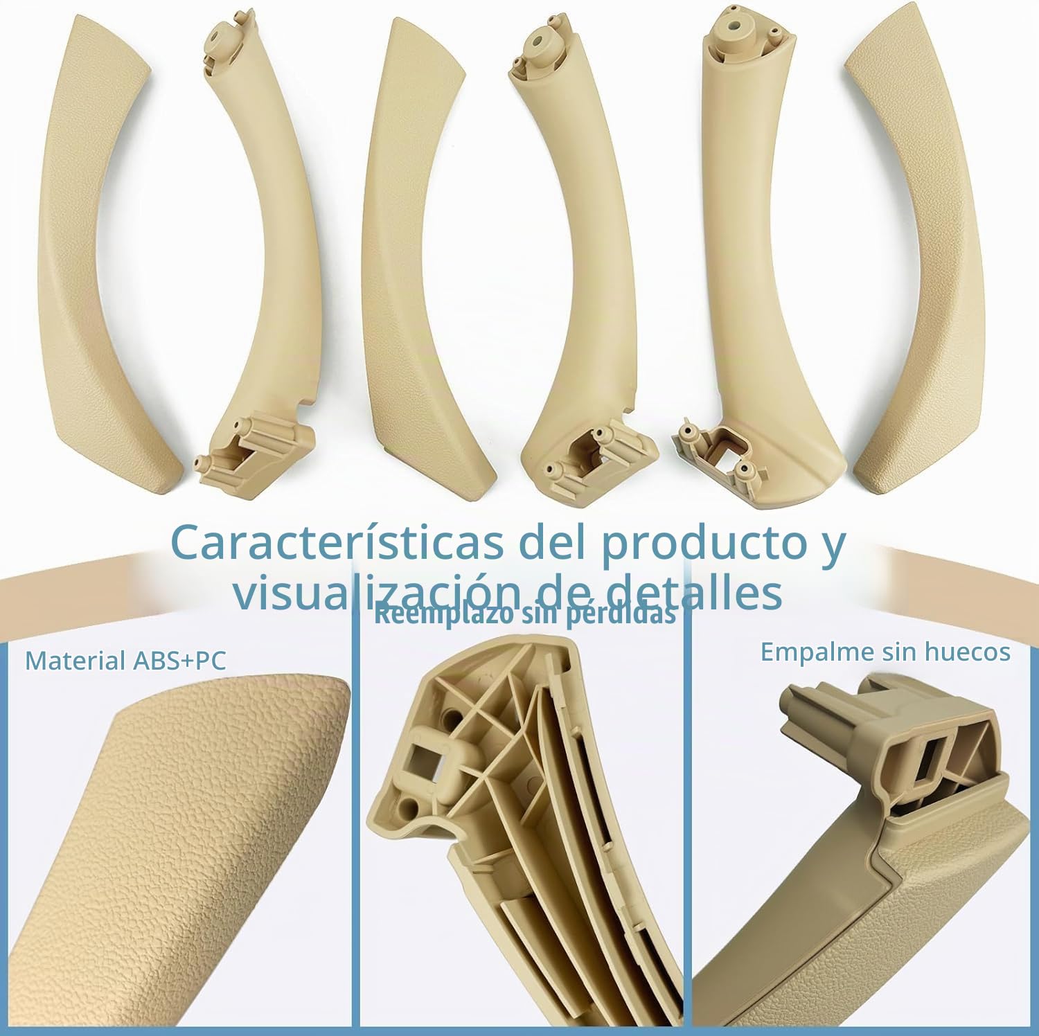 HEYOUTH 6 PCS Manija interior del automóvil,Cubierta de tirador,Manija de Puerta de Cocha Compatible para BMW 3 Series E90/E91/E92/E93 316i,320i,320d,323i,325i,328i,335i,335i (2004-2011)- (beige)