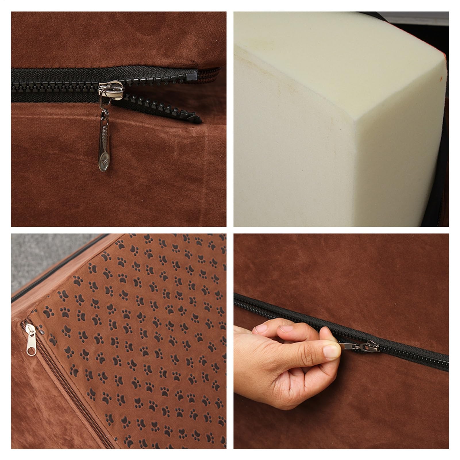 Escaliers Ergonomiques pour Chiens et Chats - 3 Niveaux Ajustables avec Housse Amovible, Idéaux pour Canapé, Lit, Bureau et Maison