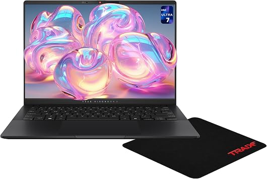 ASUS Vivobook S14 Copilot+ Laptop, Intel Ultra 7-258V, 32 GB LPDDR5X RAM, 1 TB PCIe SSD, 14" WUXGA 1920x1200 OLED Display, Intel Arc Graphics, RGB Backlit Keyboard, W11 Home, Black + Traix Mousepad