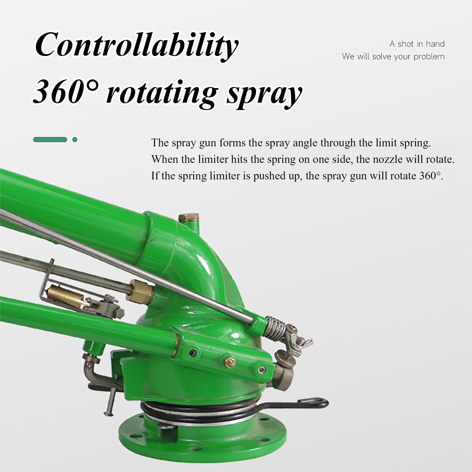 Pistola pulverizadora con manguera Boquilla, Rociador de riego, aspersor brazo basculante 360 ​​grados, rango 26-53M for agricultura