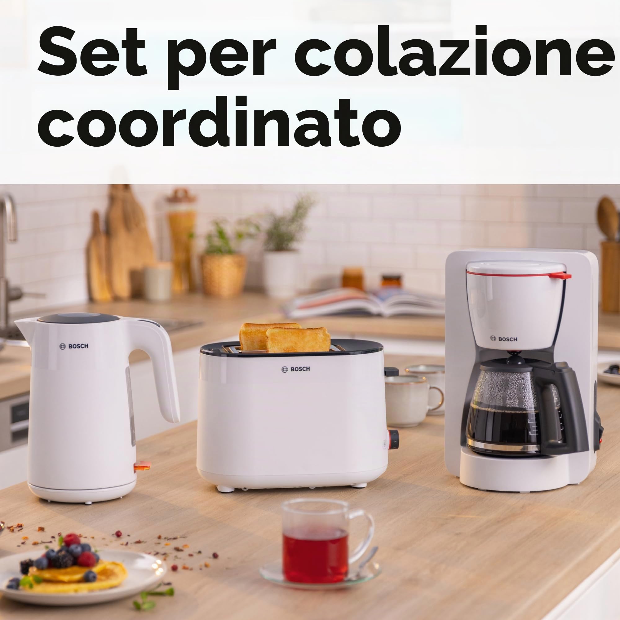 Bosch MyMoment TAT2M121 - Tostapane compatto con funzione di scongelamento, con funzione di spegnimento automatico, funzione sollevamento, centraggio del pane, perfetto per 2 fette, 800 Watt, bianco