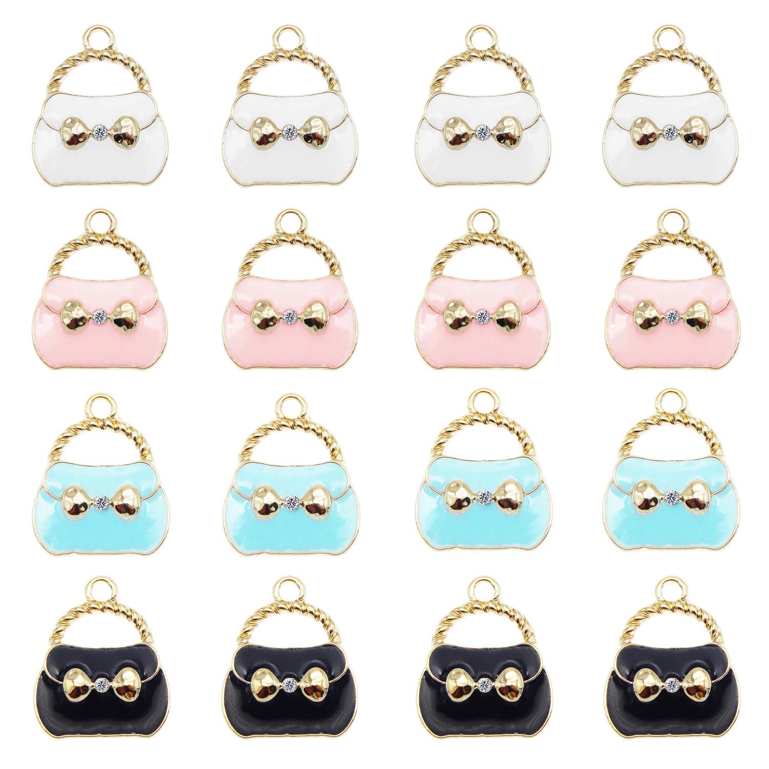 40 Pieces Enamel Women Purse Bag Charms Bracelet Pendant Charms for Jewelry Making DIY Earrings Necklace, Assorted Color