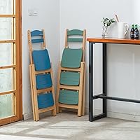 Vista 5 de Taburete de bar plegable, taburete de escalera de 3 escalones, escaleras de madera multifuncionales con capacidad de carga de 330 libras