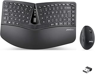 perixx PERIDUO-606 Wireless 2.4G Mini Ergonomic Keyboard with Vertical Mouse, with Adjustable Palm Rest Stand and Membrane Keys, UK Layout