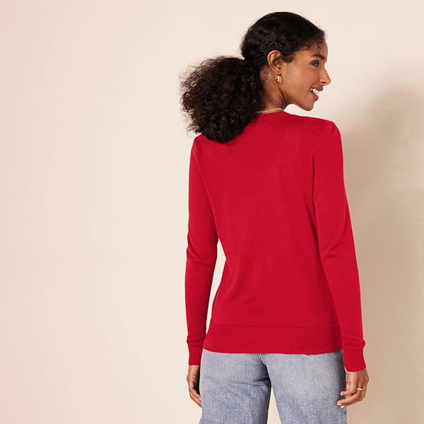 Amazon Essentials Women's Lightweight Crewneck Cardigan Jumper (Available in Plus Size) 5XL Plus Red - 2