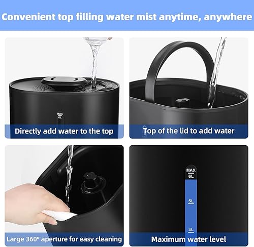 Miniatura 6 de Humidificadores de 6 L para dormitorio, habitación grande, hogar, humidificador fresco y cálido para plantas, humidificadores de escritorio de