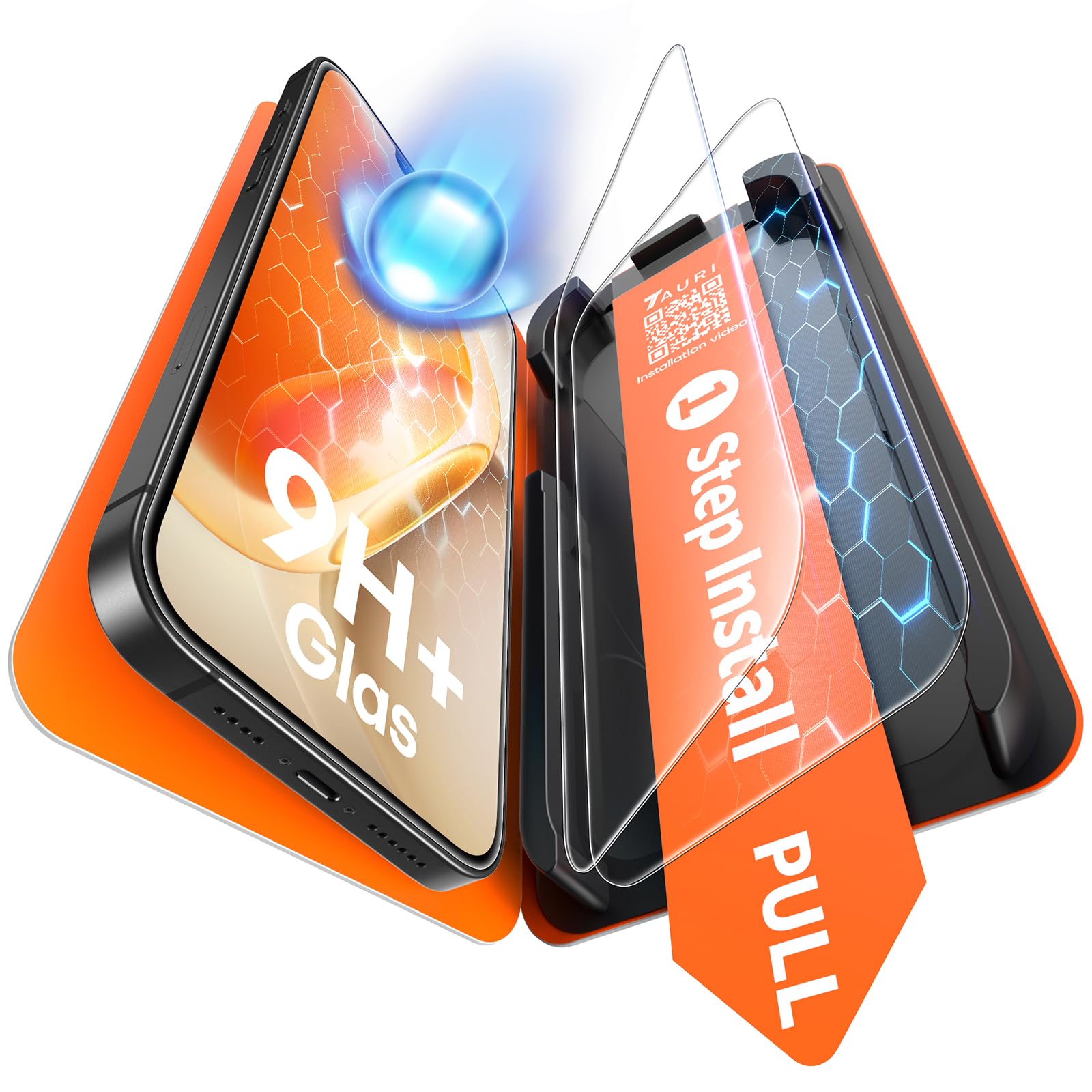 TAURI 2 Pack for iPhone 14 Plus Screen Protector, 1-Step Install Clear