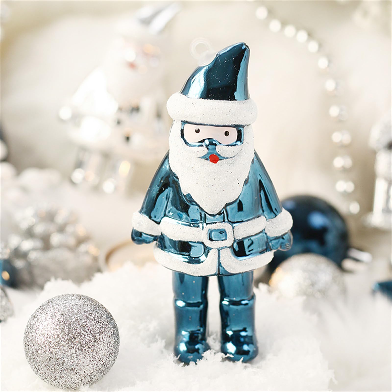 50pcs Christmas Ball Ornaments for Xmas Tree, Christmas Small Baubles Plastic Shatterproof Christmas Ornaments Set Hanging Ball Decorations for Christmas Holiday Party Decor, Blue White Silver