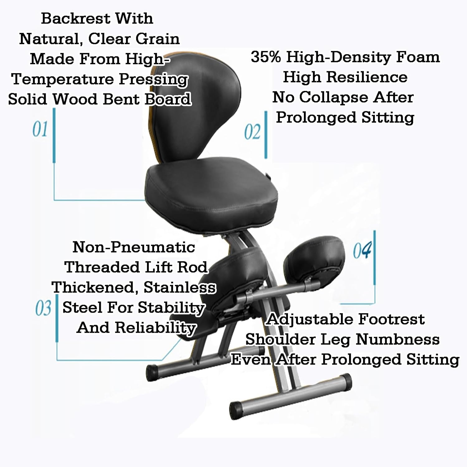 Kneeling Chair,Black Kneeling Desk Chair,Ergonomic Posture Chair with Backrest,Adjustable Height for Study Work from Home
