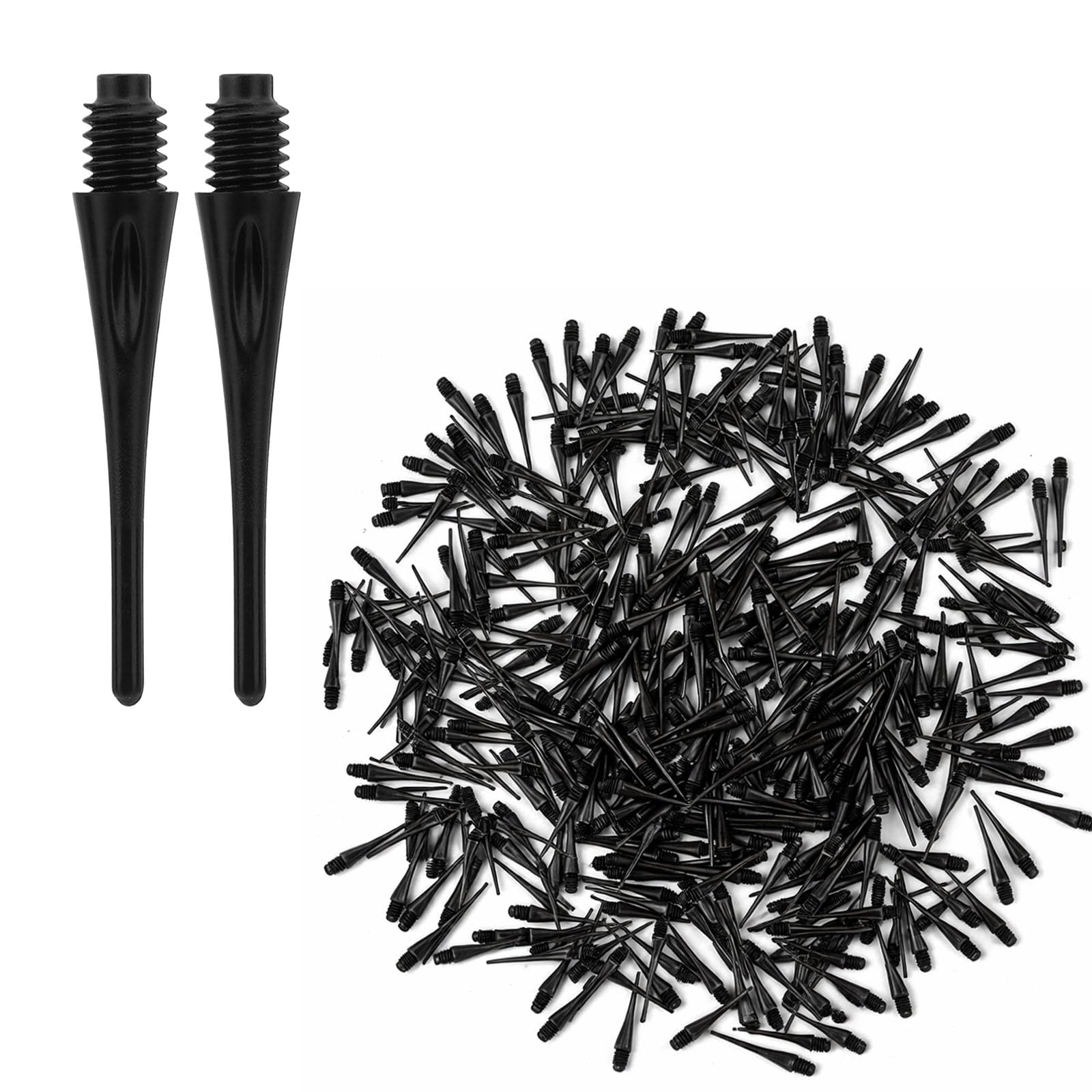 Sinbana 300 Pack 2BA Thread Soft Dart Tips, Durable Nylon Replacement Dart Points Break Resistant Soft Tip Darts Accessories Set for Electronic Dartboards (Black)