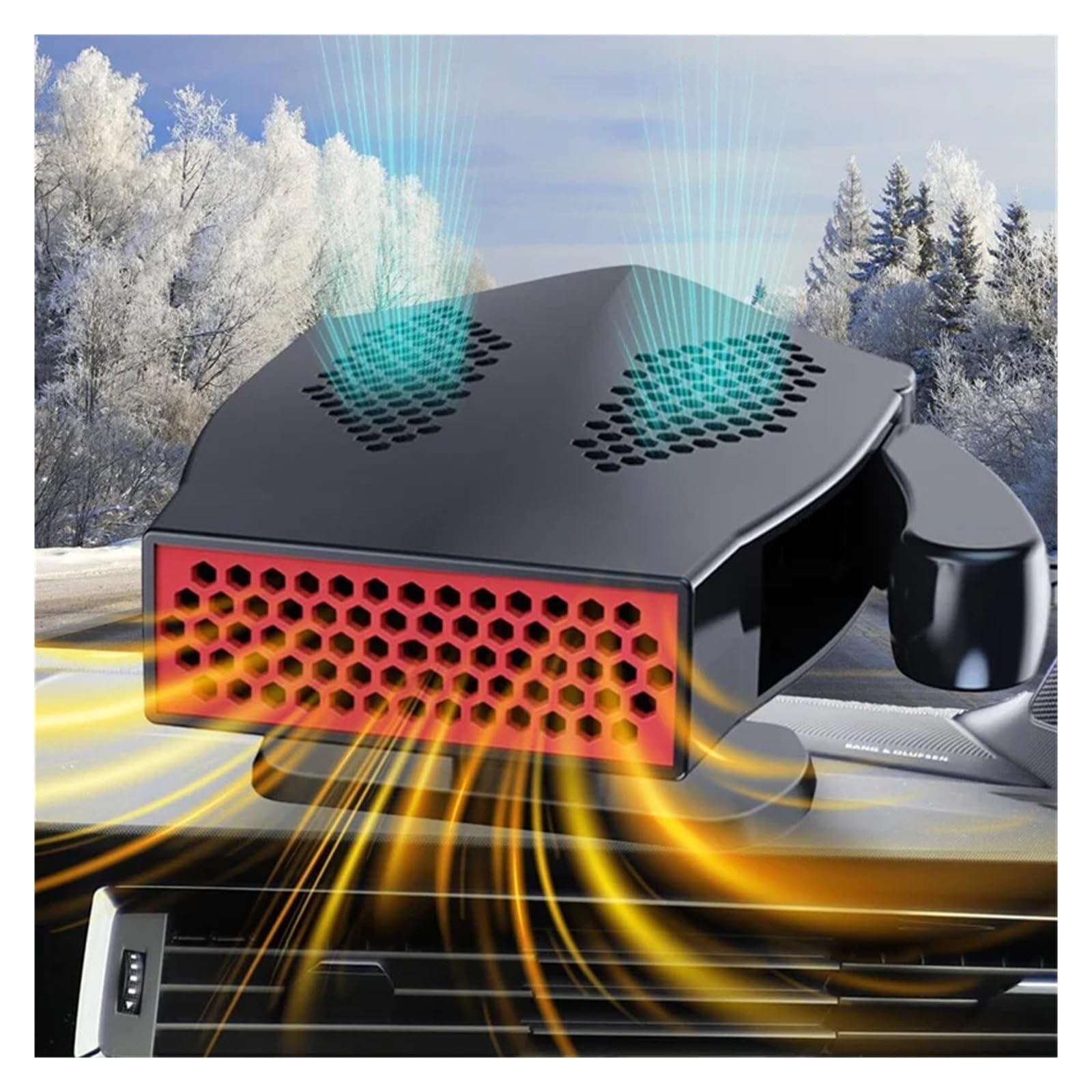 Calentador de coche de 12 V, ventilador eléctrico con base giratoria de 360 ​​grados, secador portátil, desempañador de parabrisas y descongelador.