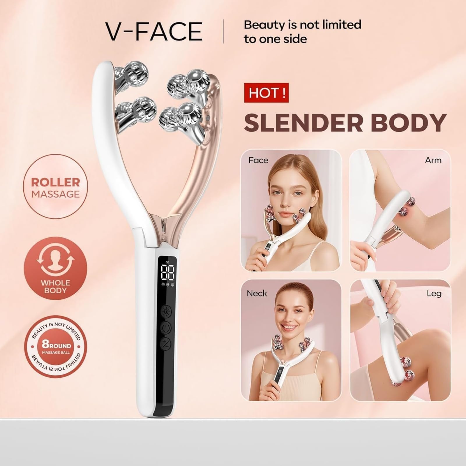 Rodillo modelador facial 3D con EMS, masajeador recargable en forma de V, herramienta de lifting facial, dispositivo portátil antienvejecimiento para aliviar la hinchazón y las arrugas (1PC)