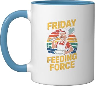 Friday Lunch Lady School Cafeteria Serving Ceramic Mug, Blue/White