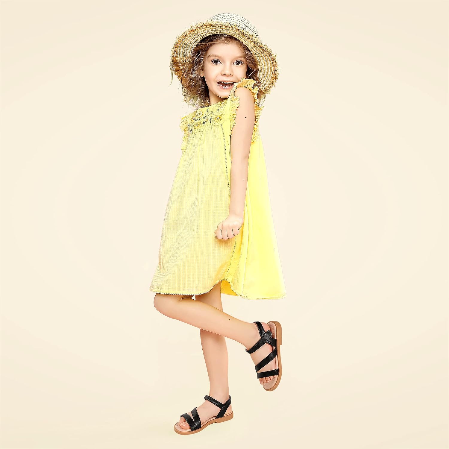 PANDANINJIA Girls Sandals Summer Toddler Little Big Kids Flat Dress Shoes image 2