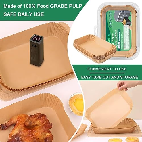 Miniatura 4 de 100 forros desechables para freidora de aire Ninja DZ201DZ401, accesorios para freidora de aire ninja, revestimientos de papel pergamino para