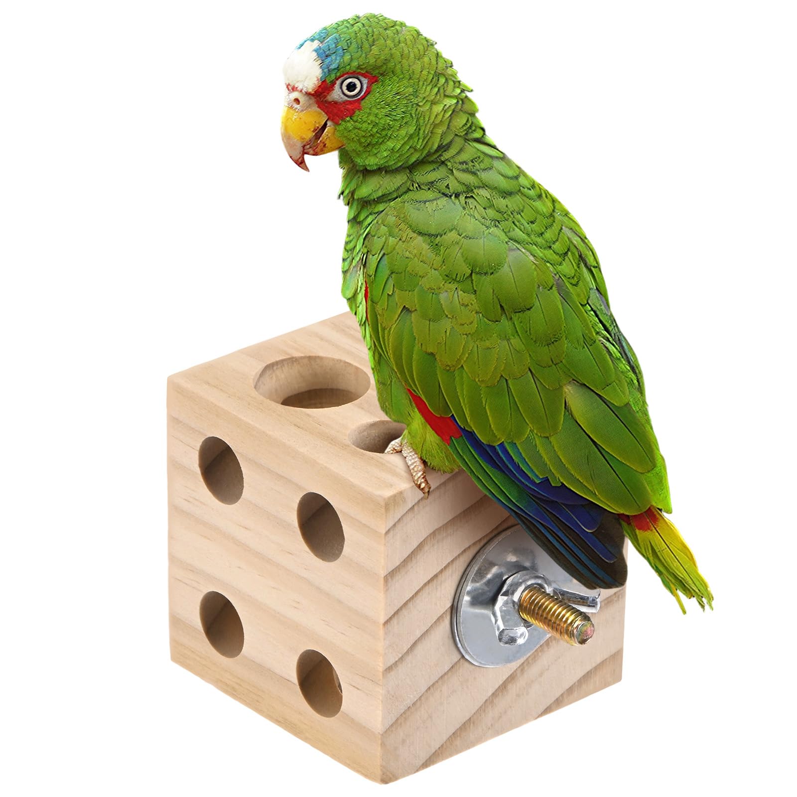 M METERXITY Bird Chew Play Thing, 2x2x2 in Pine Wood Parrot Bird Perch Stand Teeth Chew Bite Games for Parrots/Cockatiels/Parakeets