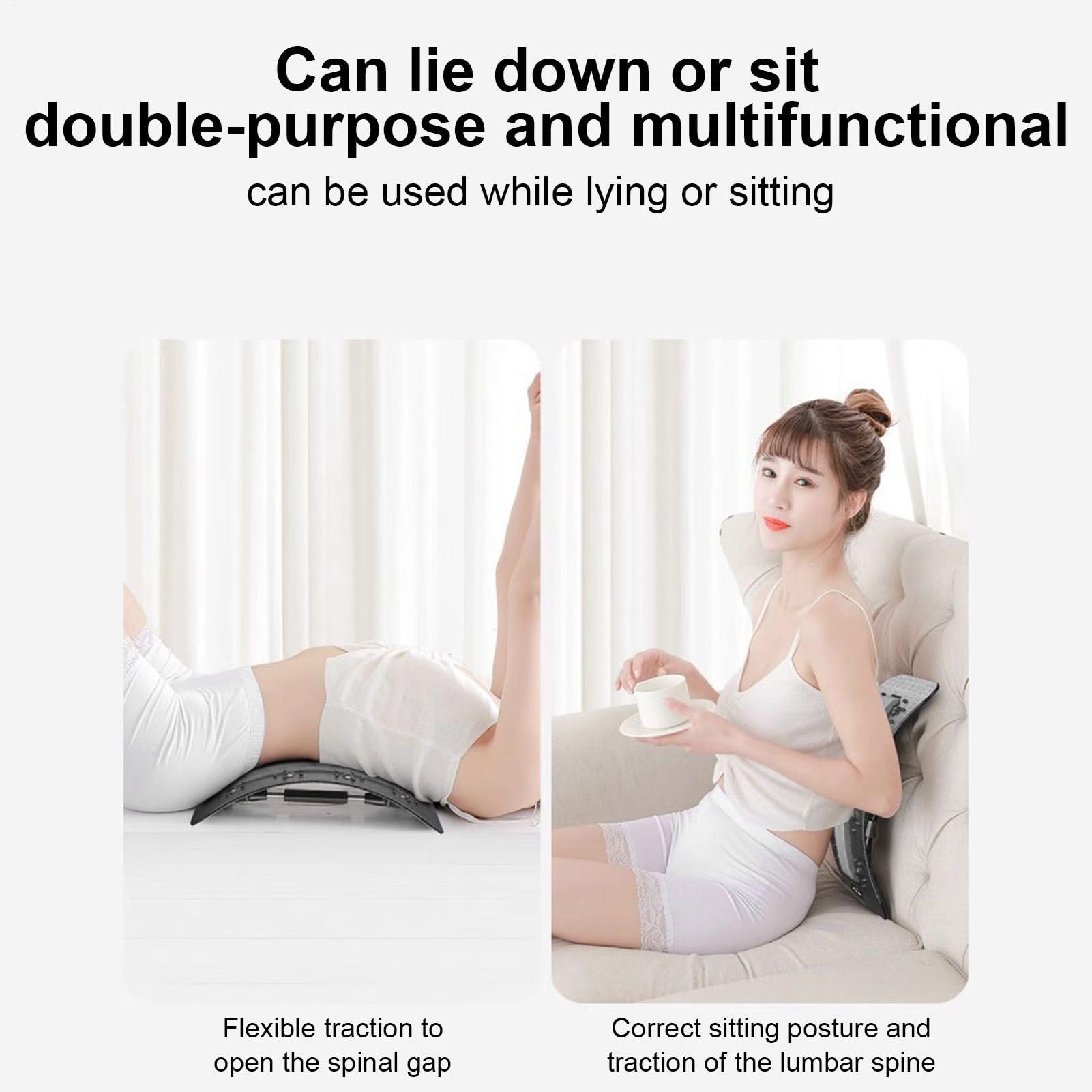 Back Stretcher, Lumbar Support Device, Spine Board, 14,57 x 8,46 pollici, Regolabile massaggiatore per correction Workout Recovery Sleep Yoga Car Bed Pilates Studio Travel Use