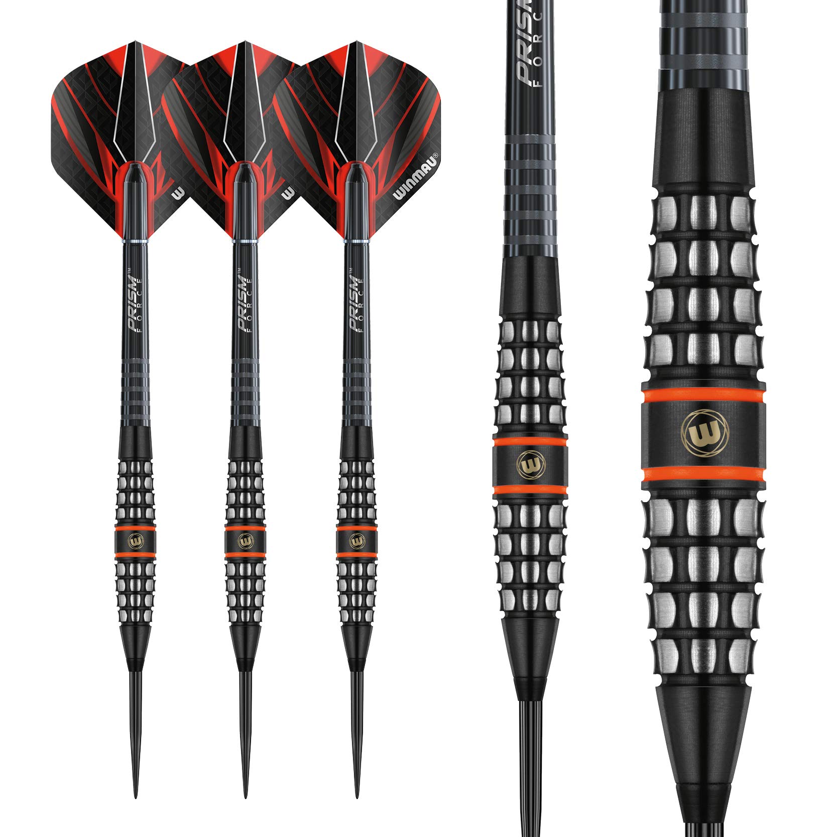 WINMAU Sicario 90% Tungsten Darts Set with Flights and Stems (Shafts) Two Styles - Cluster Grip Control
