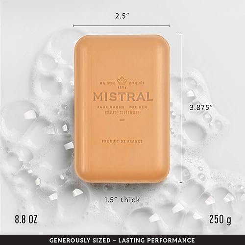 Miniatura 3 de Mistral Golden Tobacco Jabón en barra de lujo para hombres  Barra de jabón natural para hombre  Sin parabenos, ftalatos  Jabón natural hidratante y