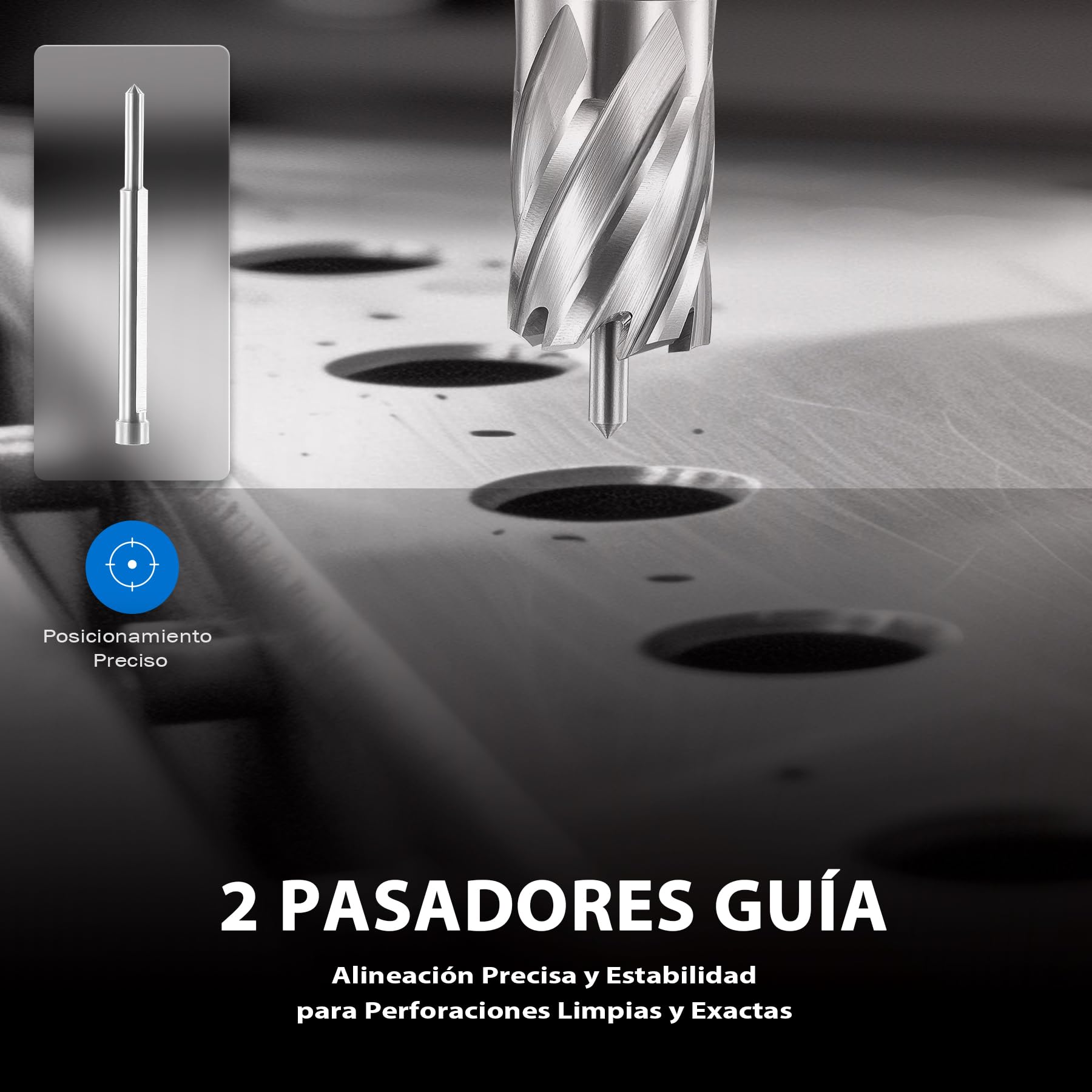 ZELCAN 6 Piezas Juego de Cortadores Anulares, Brocas para Taladro Magnético,12 a 22 mm de Diámetro, 30 mm de Profundidad, Cortadores Anulares HSS con Espiral, 2 Pasadores Guía