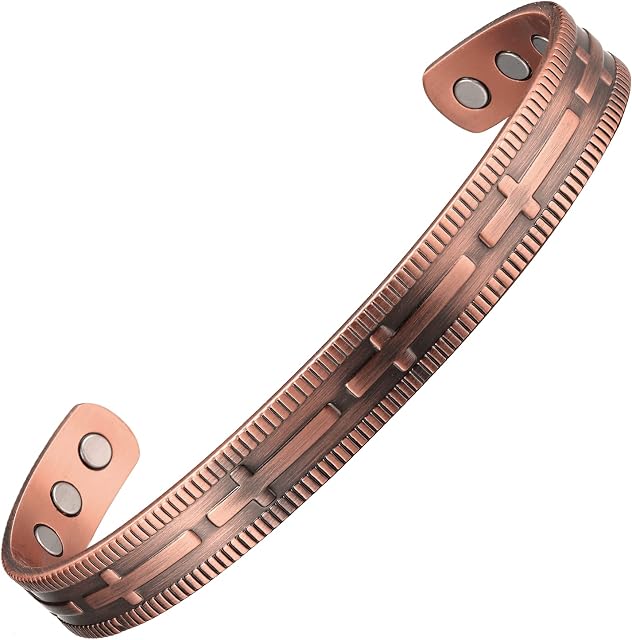 MagEnergy Copper Bracelet for Men Women,Pure Copper Bangle, Adjustable with 6 Powerful Magnets