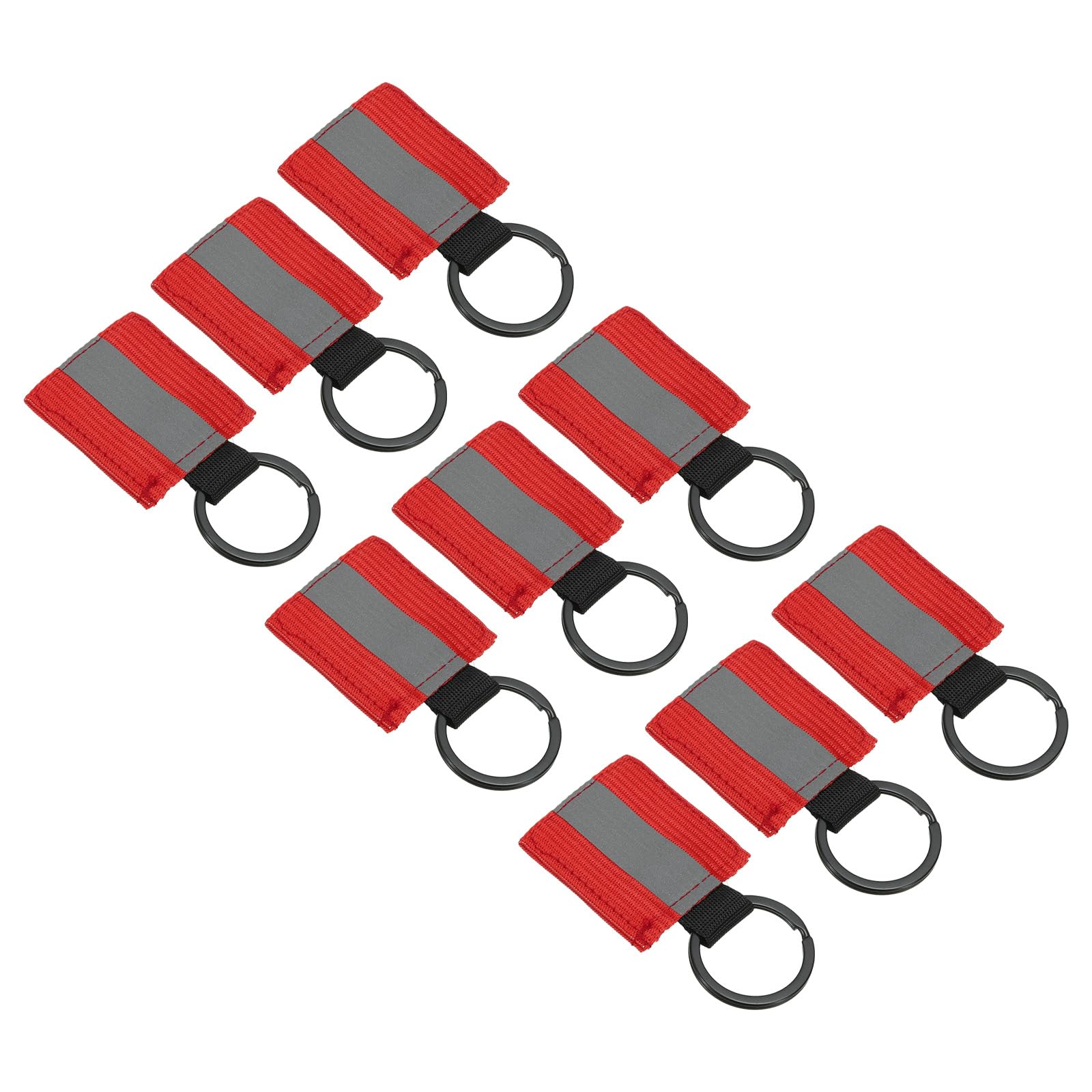 PATIKIL Reflective Keychain Tags, 9 Pack Reflective Zipper Pulls Nylon Keychain High Visibility Reflectors Tags for Backpack Pendant Dog Collar, Red โ image 1