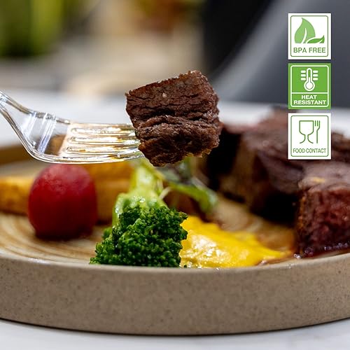 Miniatura 6 de Tenedores de plástico resistentes, suministros desechables transparentes para fiestas, paquete de 80