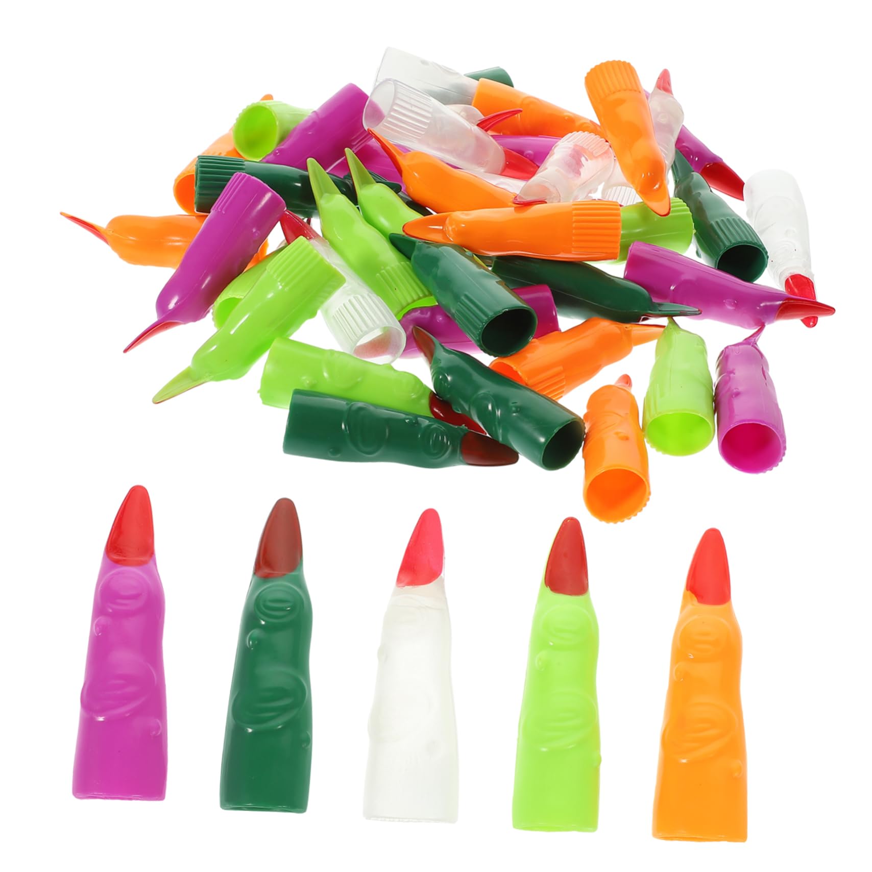 HONMEET Glow-in-The-Dark Nails 40pcs Halloween Witch Fingers Fake Plastic Nails for Cosplay Props