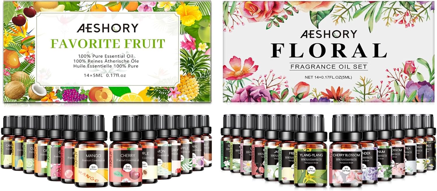 Essential Oils Set 28x5ml Fruity & Floral Fragrance Oils