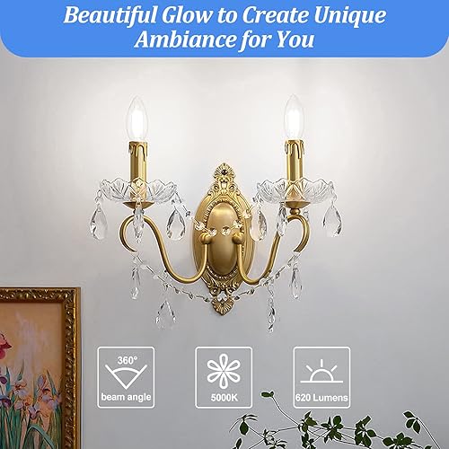 Miniatura 3 de Brightever Bombillas LED de candelabro E12 equivalente a 60 W, 12 paquetes superbrillantes de 620 lúmenes, bombillas LED transparentes de 6 W, luz