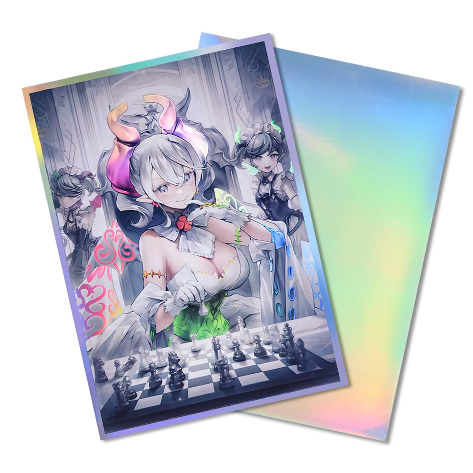 50 PCS Holographic Card Sleeves Japanese Size Anime Card Sleeves 63 mm X 90 mm Top Loading Trading Card Sleeves for YGO