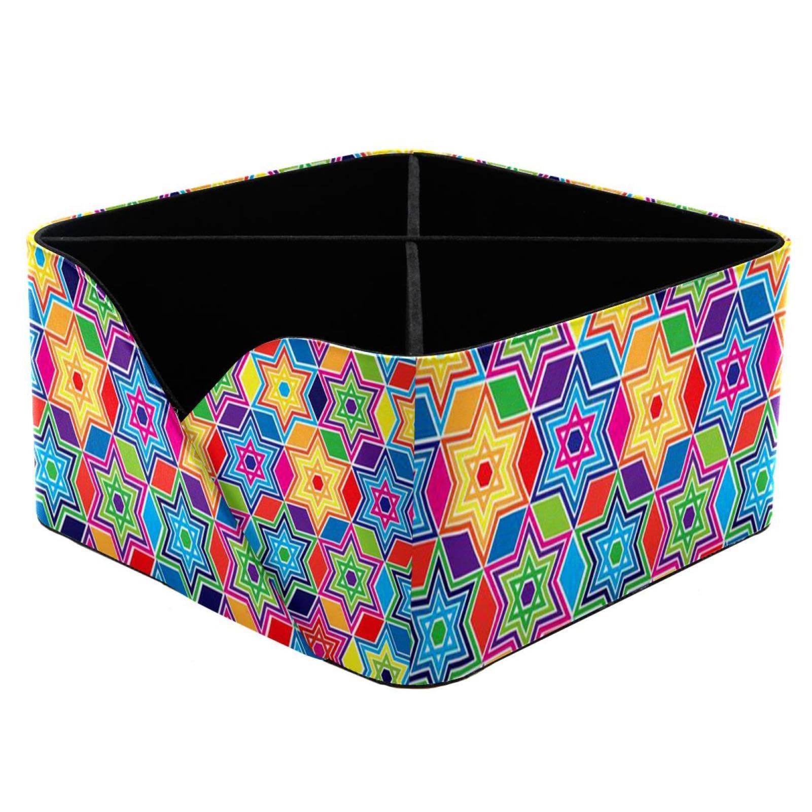KengjuTesu Colorful Rainbow Stars Desktop Organizer Pen Holder, Rectangular Pencil Cup for Office, Study and Makeup Stations